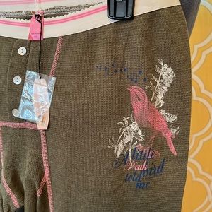 NWT Victoria’s Secret PINK thermal leggings pajamas bird